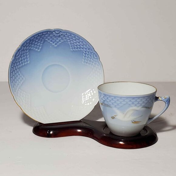 B&G Denmark Small Cup and Saucer Blue Seagull Vintage - Picture 9 of 9